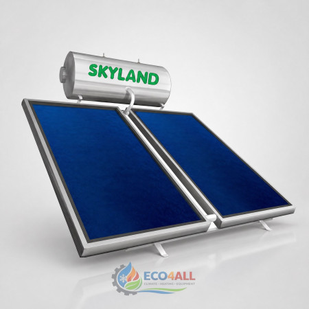 Ηλιακος Θερμοσίφωνας SKYLAND απο Ανοξείδωτο Ατσάλι Inox Aisi 316L Σειράς In 300 l με 2 Κάθετους Επιλεκτικούς Συλλέκτες 4.10 τμ Επίστρωσης Τιτανίου Διπλής Ενέργειας