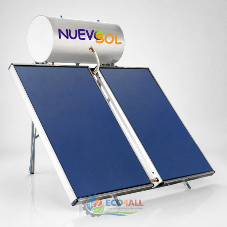 Ηλιακός Θερμοσίφωνας Glass Nuevosol Σειράς NS 200 l με 2 Κάθετους Επιλεκτικούς Συλλέκτες 4.00 τμ Επίστρωσης Τιτανίου Διπλής Ενέργειας (Κεραμοσκεπή)