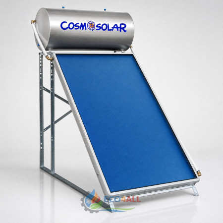 Ηλιακός Θερμοσίφωνας Cosmosolar από Ανοξείδωτο Ατσάλι Inox AISI 316L Σειράς INP 200 l με 2 Κάθετους Επιλεκτικούς Συλλέκτες 4.10 τμ Επίστρωσης Τιτανίου Διπλής Ενέργειας